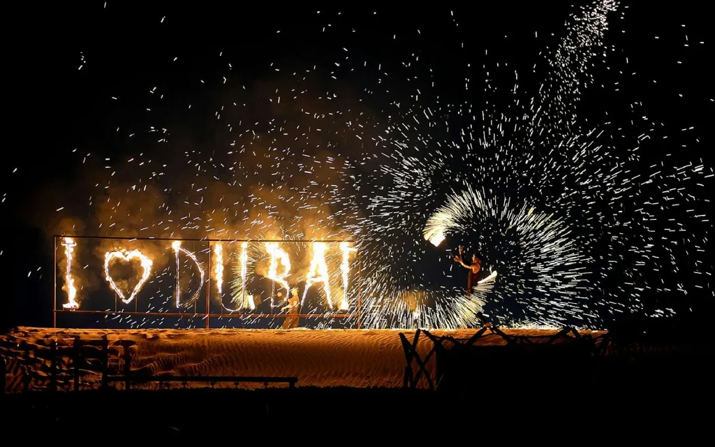 Fire Show Evening Desert Safari I love dubai